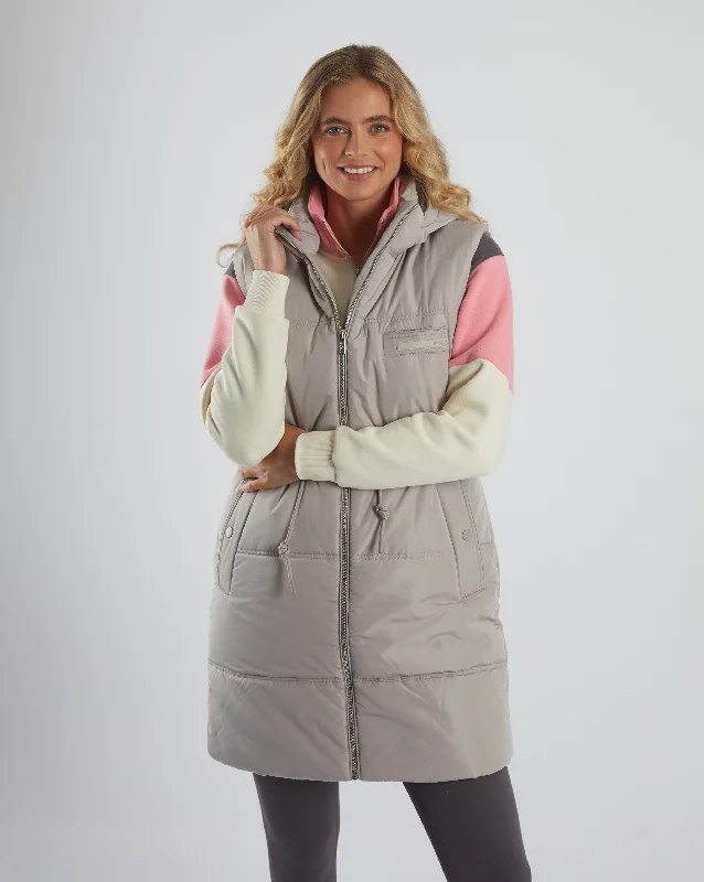 Ribbed white jacket -Brid Gilet Warm Stone