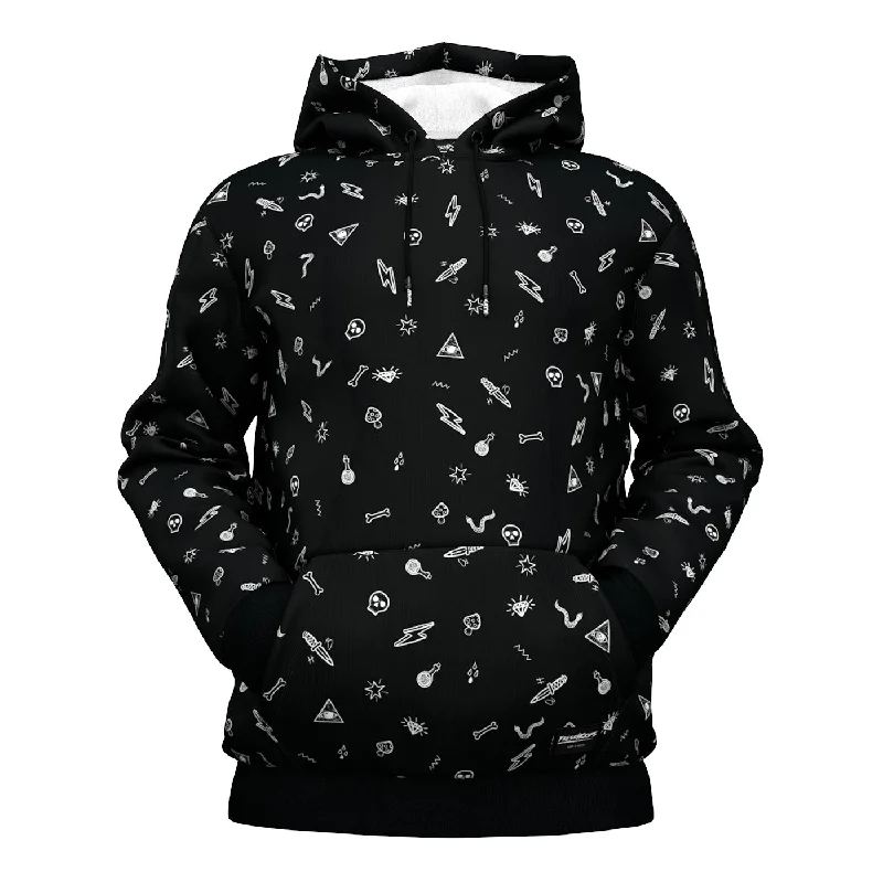 Cozy grey hoodie -Black Patterned Hoodie