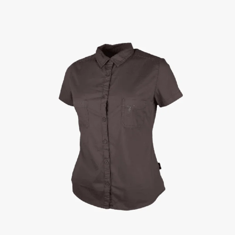 Earth shirts grounded -Wildebees Ladies Plain Pocket Blouse Taupe