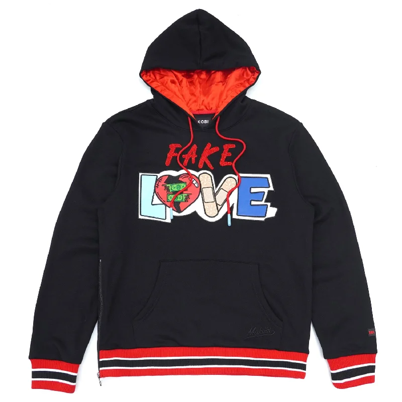 Vintage white hoodie -M4760 Fake Love Hoodie - Black