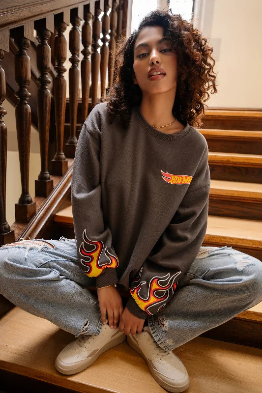 Classic black sweatshirts -Hot Wheels™ Graphic Oversized Fleece Sweatshirt