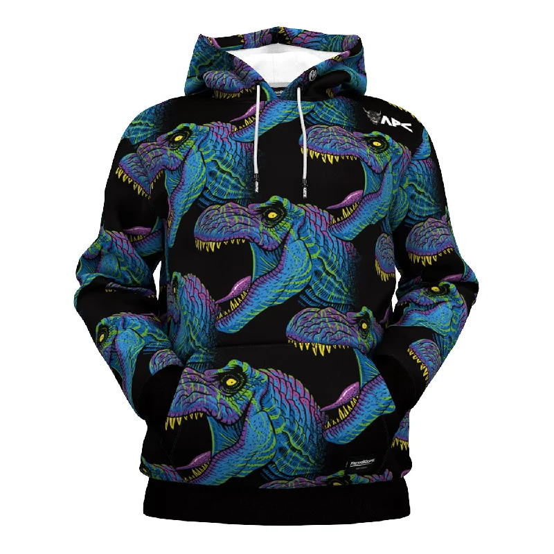 Long sleeve black hoodie -Rex Pattern Hoodie