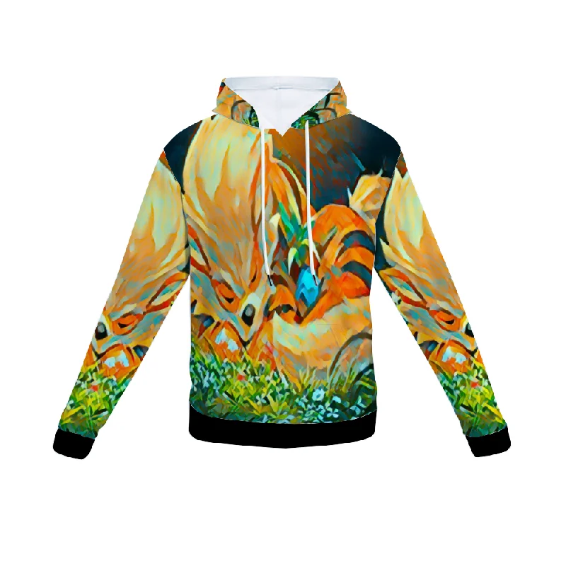 Patterned cotton hoodie -Customizable Unisex All Over Print Plush Hoodies with Pockets