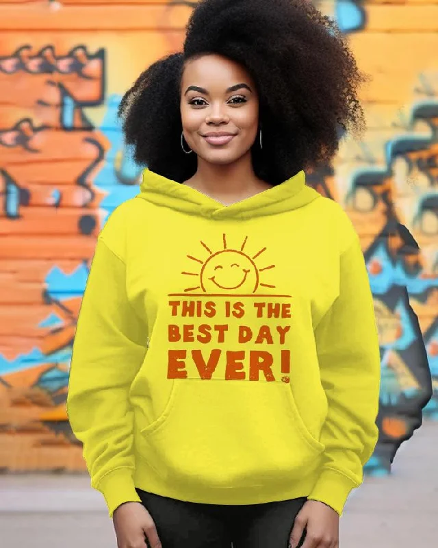 Cropped grey hoodie -This is the Best Day Ever Long-sleeved Hoodie