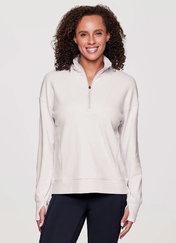 Lightweight white sweatshirts -Oliver Plush 1/2 Zip Sweatshirt