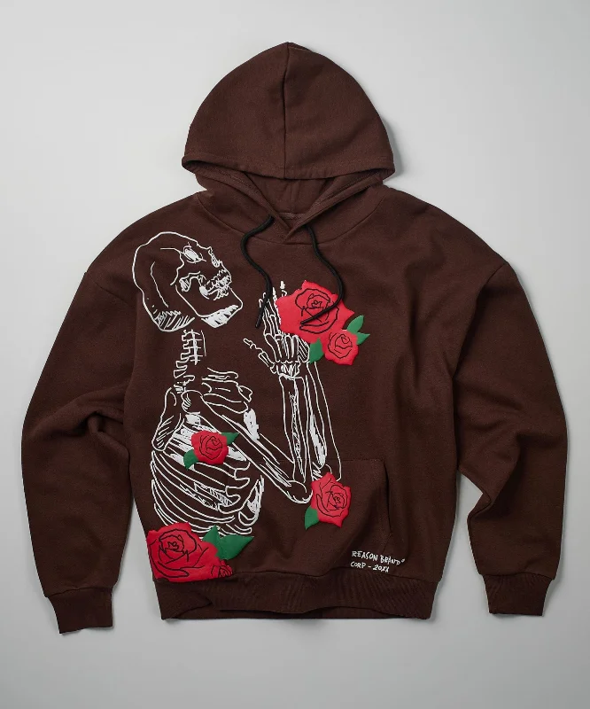 Textured red hoodie -No Love Lost Hoodie - Brown