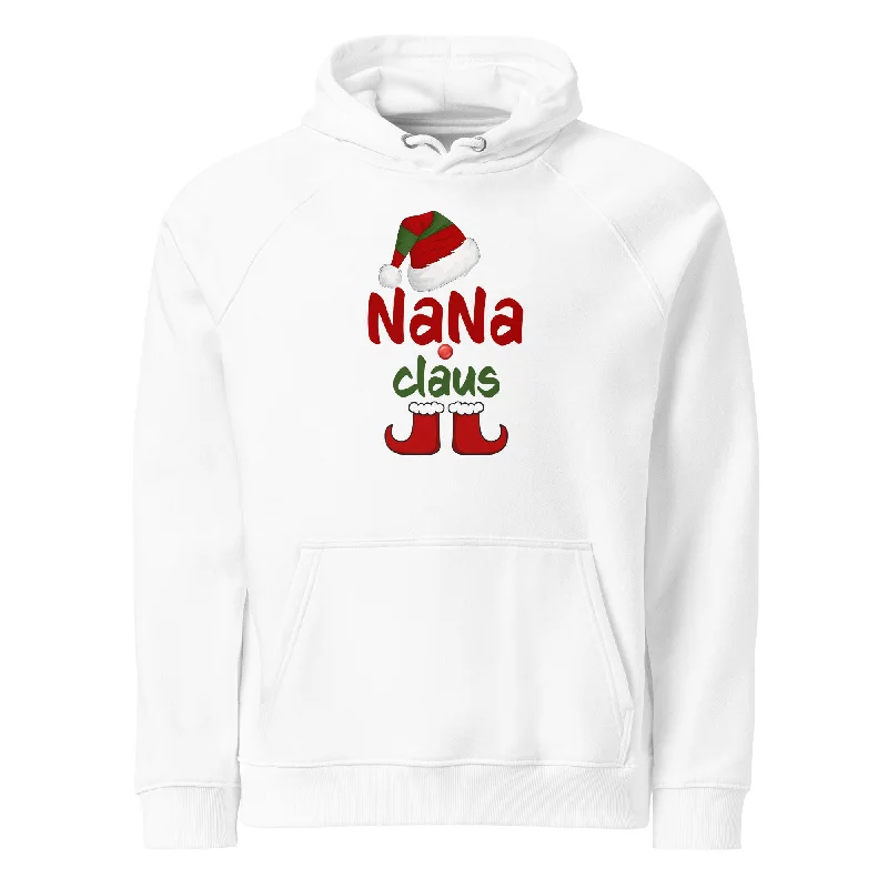 Striped red hoodie -Nana Claus Christmas Graphic Women Eco Raglan Hoodie