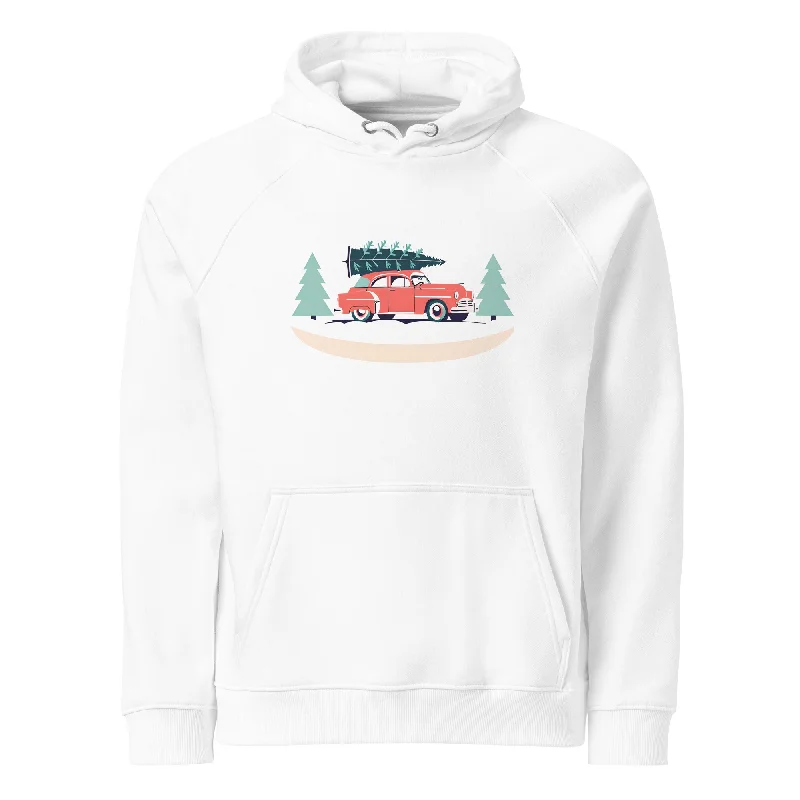 Cozy grey hoodie -Festive Journey Christmas Graphic Women Eco Raglan Hoodie