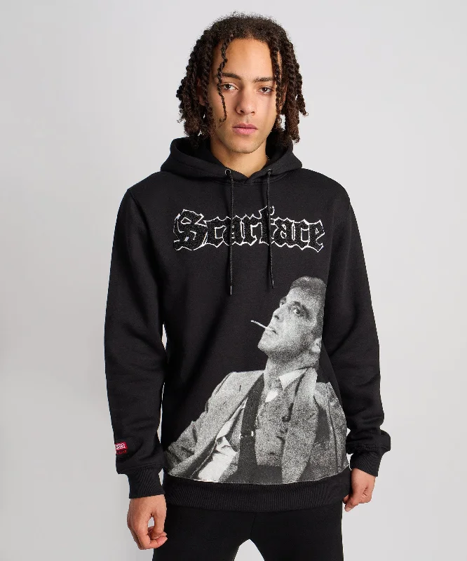 Elegant red hoodie -Scarface Old English Chenille Hoodie - Black