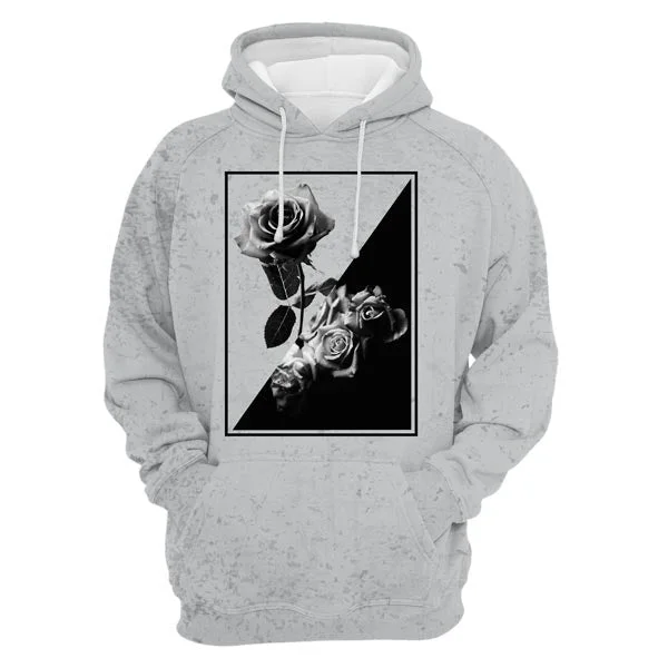 Long sleeve white hoodie -Negative Roses Hoodie