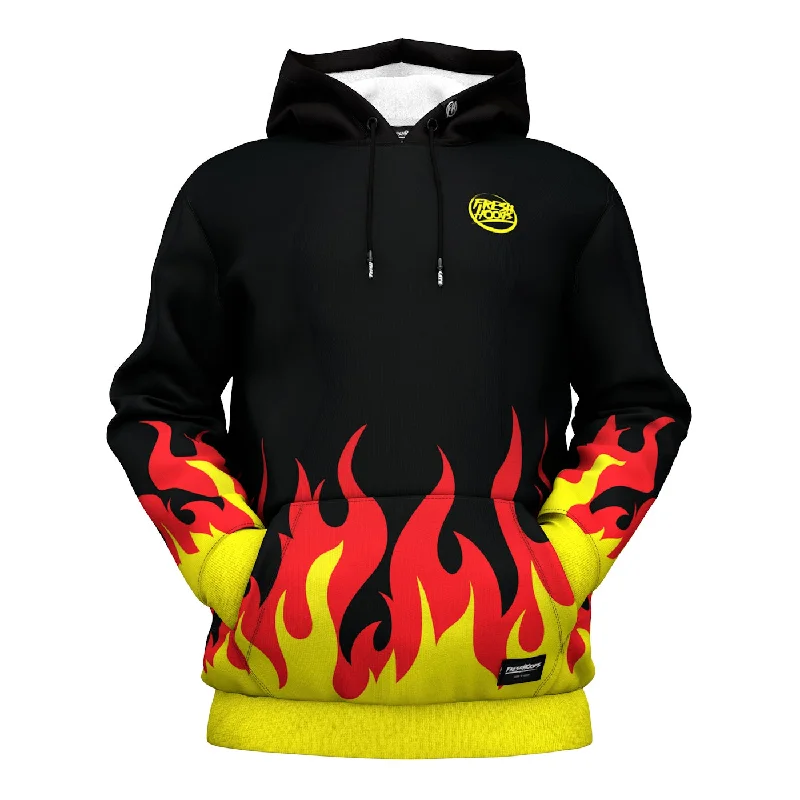 Cropped black hoodie -Cartoon Flame Hoodie