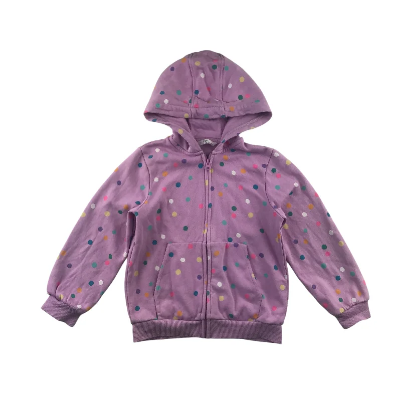 Comfy beige hoodie -M&S hoodie 5-6 years lilac and multicolour polka dot full zipper