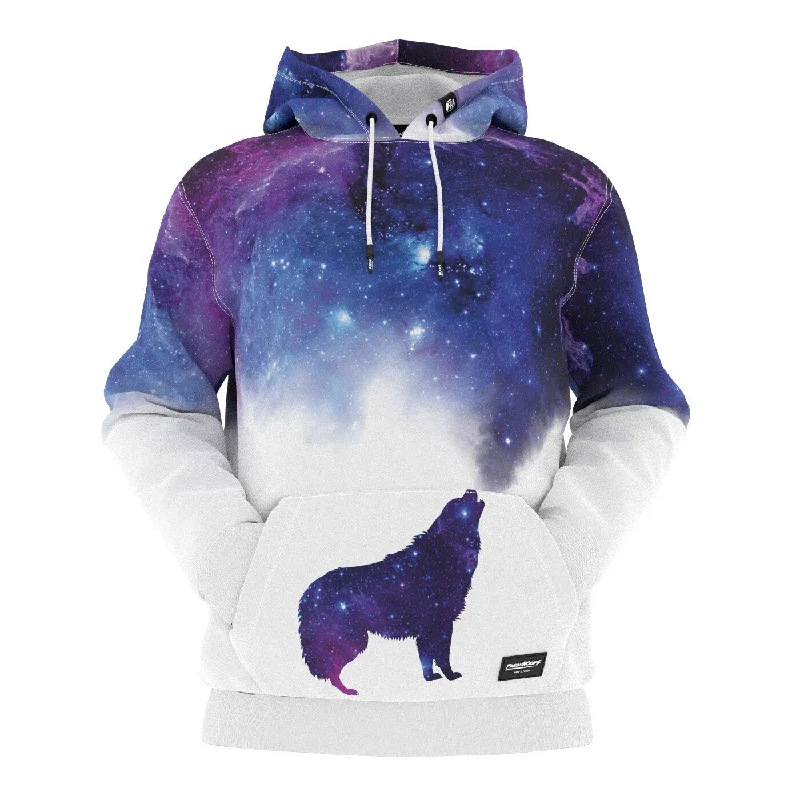 Midi red hoodie -Galaxy Howling Wolf Hoodie