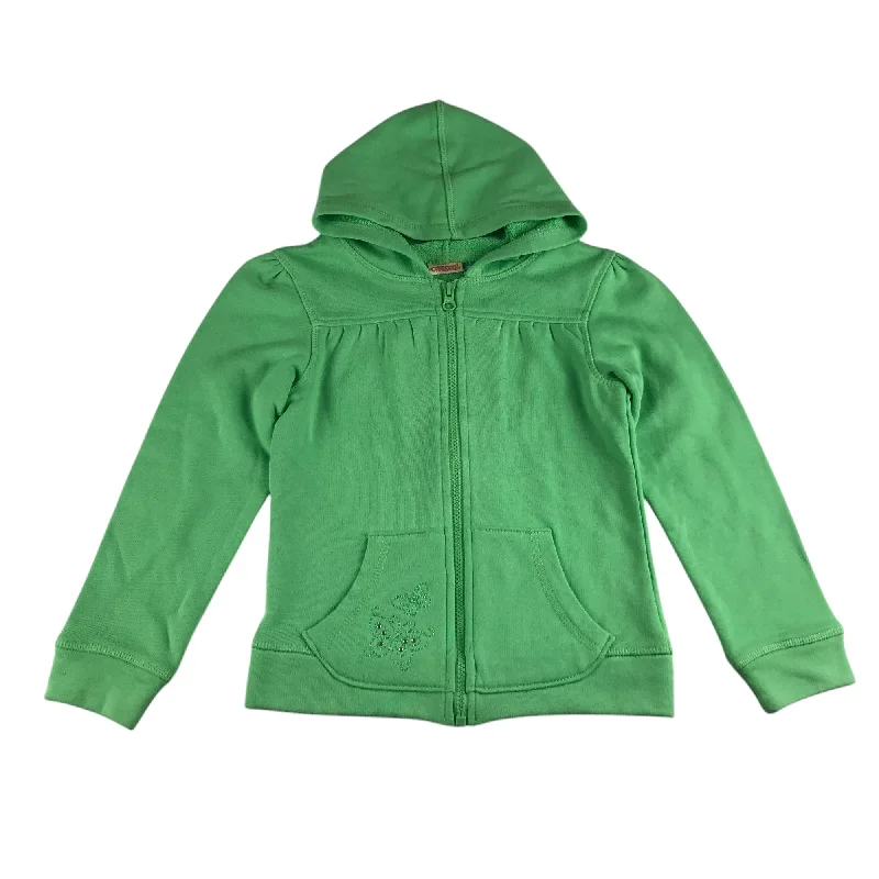 Textured white hoodie -Cherokee hoodie 7-8 years green full zipper butterfly embroidery