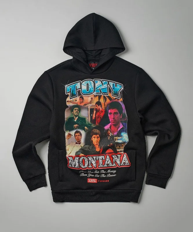 Striped grey hoodie -Scarface Tony Montana Hoodie - Black