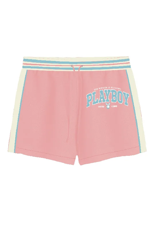 Budget shorts cheap -Baby Pink Playboy Beach Shorts