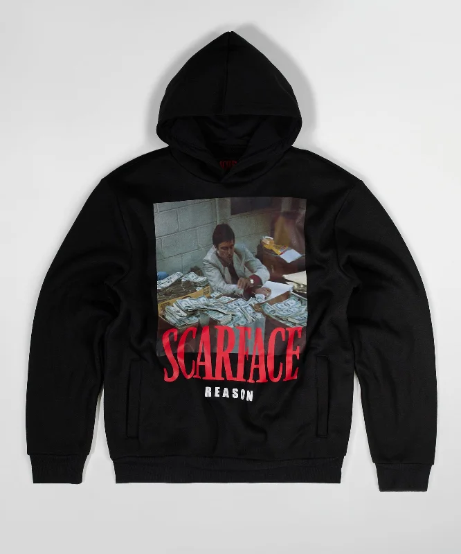 Sleeveless white hoodie -Scarface Money Hoodie - Black