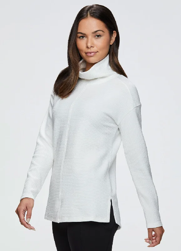 Casual white sweatshirts -Hudson Textured Cowl Neck Tunic Sweatshirt