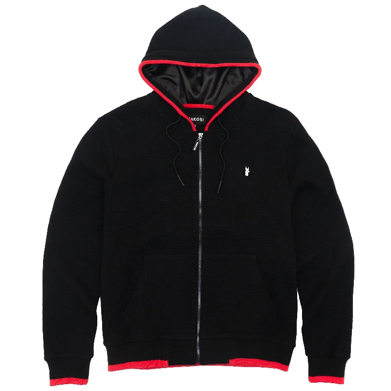 Loose red hoodie -M4432 Amalfi Knit Hoodie - Black