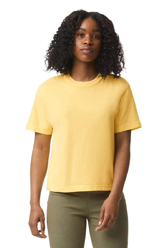 Minimal graphic T-shirts clean -Comfort Colors Womens Short Sleeve Crewneck T-Shirt - Butter Yellow