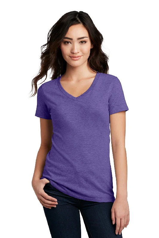 Flannel T-shirts warm -District Womens Perfect Blend Short Sleeve V-Neck T-Shirt - Heather Purple