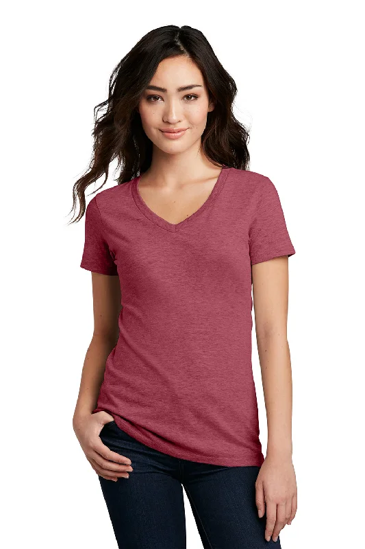 Minimalist T-shirts simple -District Womens Perfect Blend Short Sleeve V-Neck T-Shirt - Heather Red