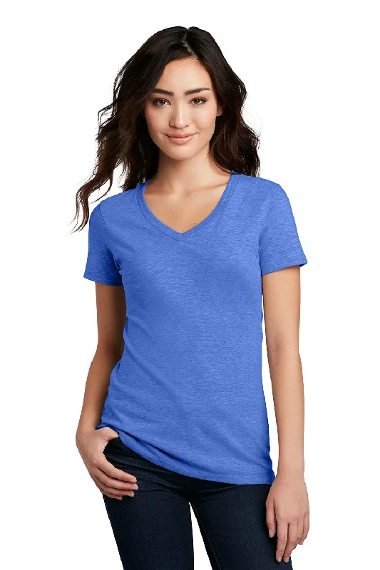 Dancer T-shirts move -District Womens Perfect Blend Short Sleeve V-Neck T-Shirt - Heather Royal Blue