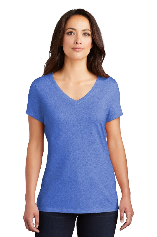 Oversized T-shirts women -District Womens Perfect Tri Short Sleeve V-Neck T-Shirt - Royal Blue Frost