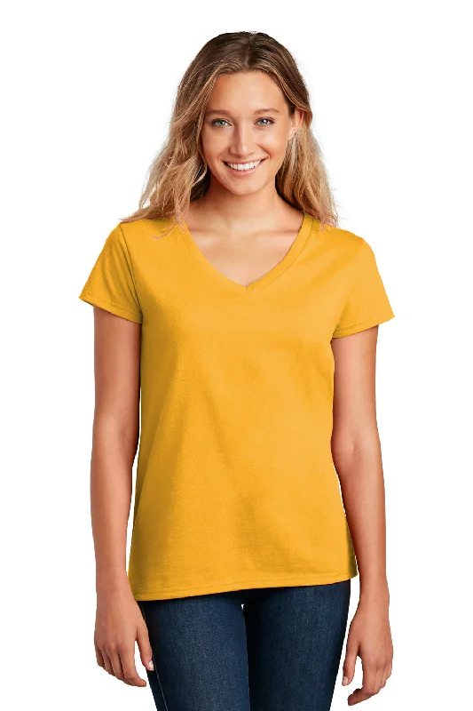 Explore T-shirts discover -District Womens Re-Tee Short Sleeve V-Neck T-Shirt - Maize Yellow