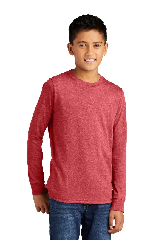 V-neck T-shirts stylish -District Youth Perfect Tri Long Sleeve Crewneck T-Shirt - Red Frost