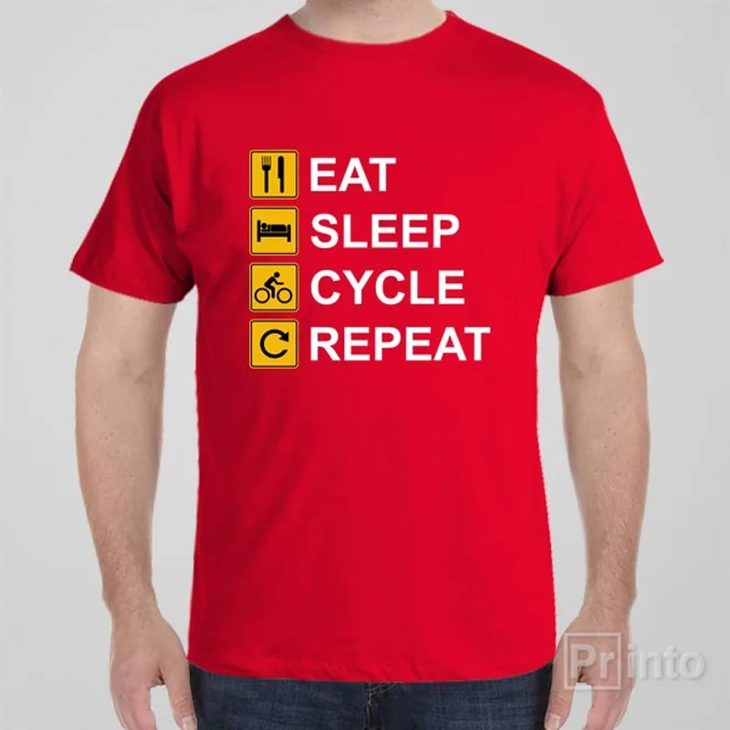 Yellow T-shirts cheerful -Eat Sleep Cycle Repeat - T-shirt