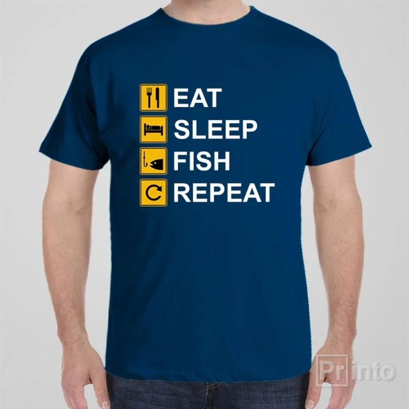 Neon T-shirts bold -Eat Sleep Fish Repeat - T-shirt