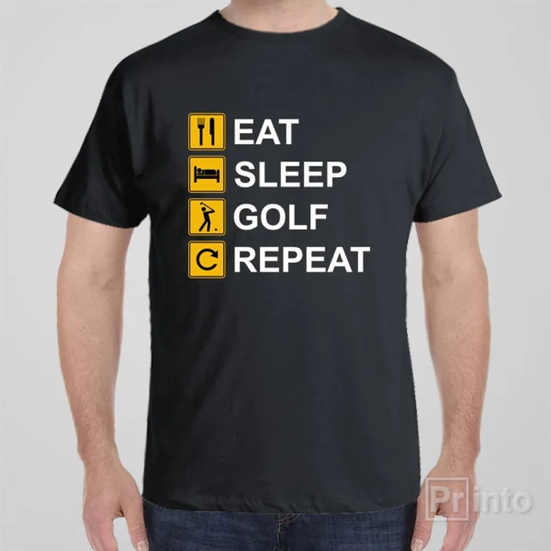 Tie-dye T-shirts funky -Eat Sleep Golf Repeat - T-shirt