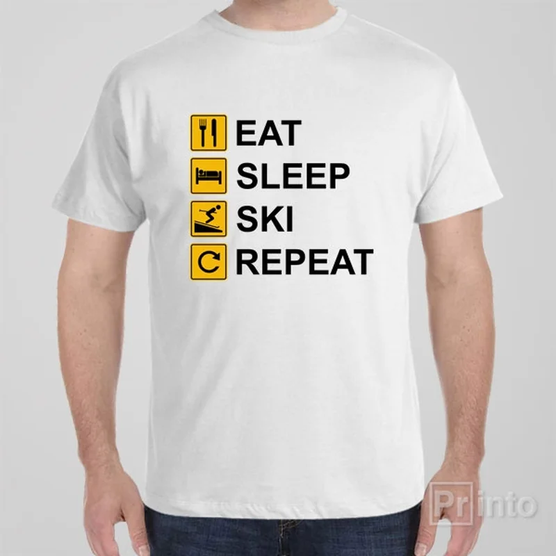 Farm-to-table T-shirts fresh -Eat Sleep Ski Repeat - T-shirt