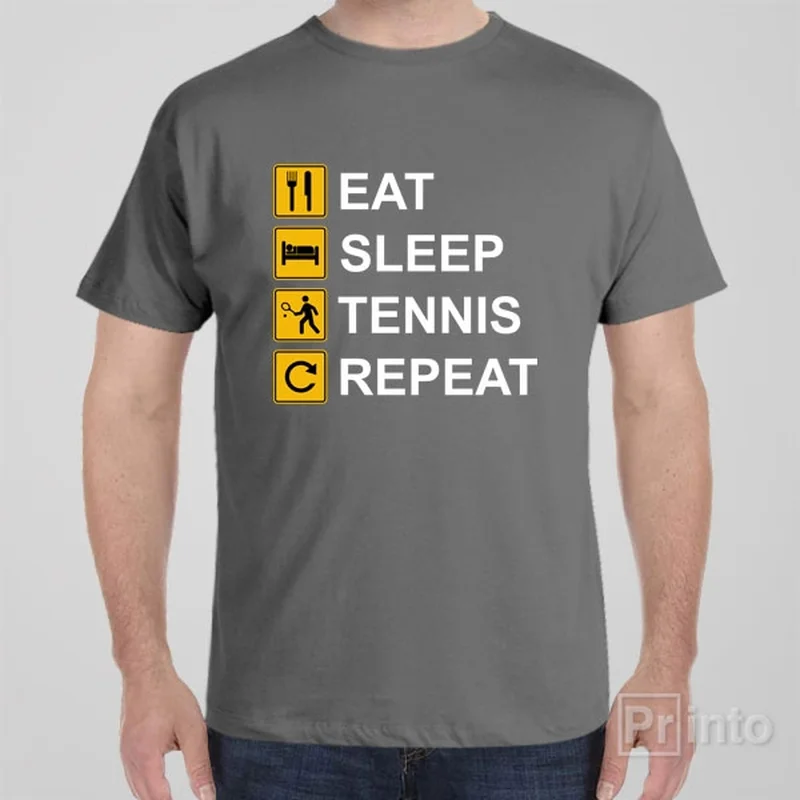 Orange T-shirts bright -Eat Sleep Tennis Repeat - T-shirt