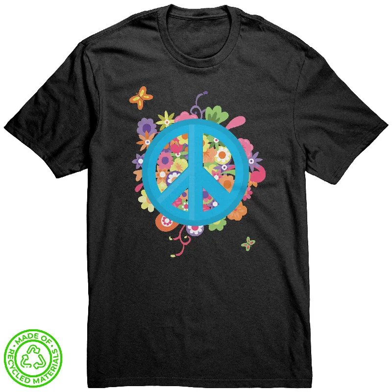 Star T-shirts twinkle -Floral Peace Sign 100% RECYCLED Fabric T-Shirt