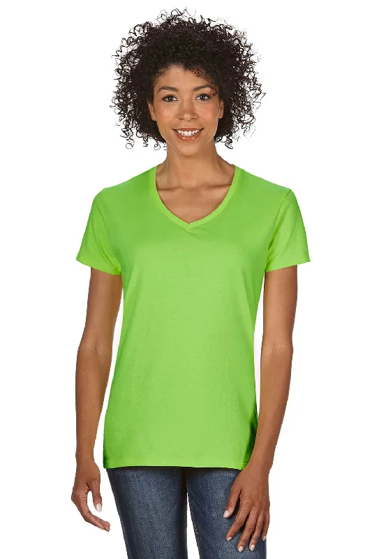 School team T-shirts spirit -Gildan Womens Short Sleeve V-Neck T-Shirt - Lime Green - Closeout