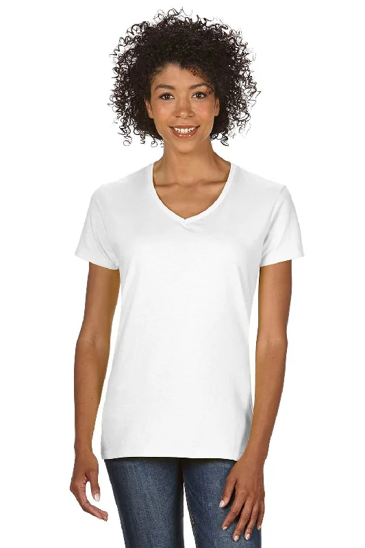 Car T-shirts speed -Gildan Womens Short Sleeve V-Neck T-Shirt - White