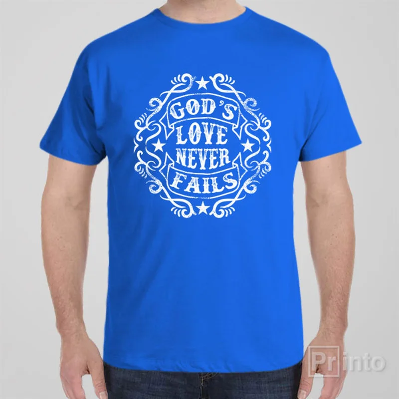 Writer T-shirts words -God's love never fails - T-shirt