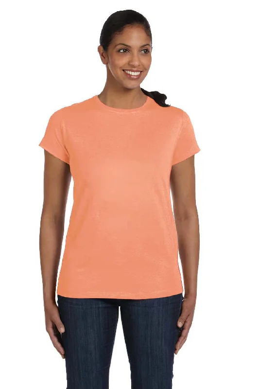 Short sleeve T-shirts summer -Hanes Womens ComfortSoft Short Sleeve Crewneck T-Shirt - Candy Orange - Closeout