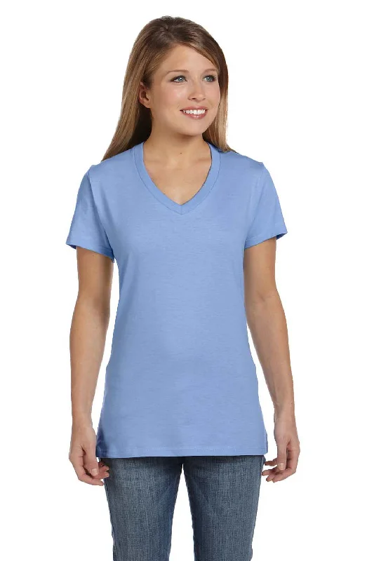 Ocean T-shirts blue -Hanes Womens Nano-T Short Sleeve V-Neck T-Shirt - Light Blue