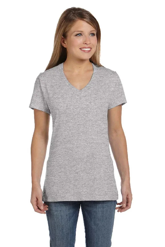 Tennis T-shirts active -Hanes Womens Nano-T Short Sleeve V-Neck T-Shirt - Light Steel Grey