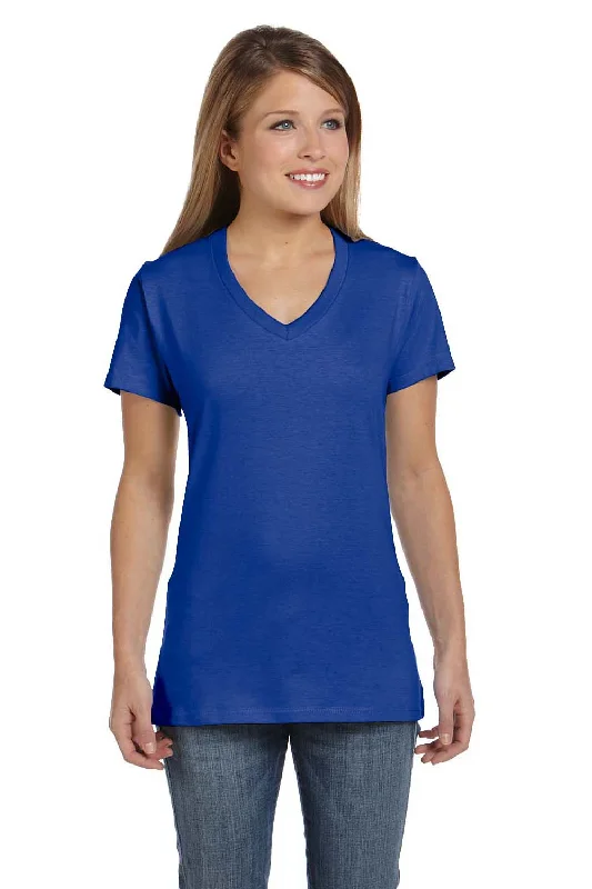 Truck T-shirts tough -Hanes Womens Nano-T Short Sleeve V-Neck T-Shirt - Deep Royal Blue