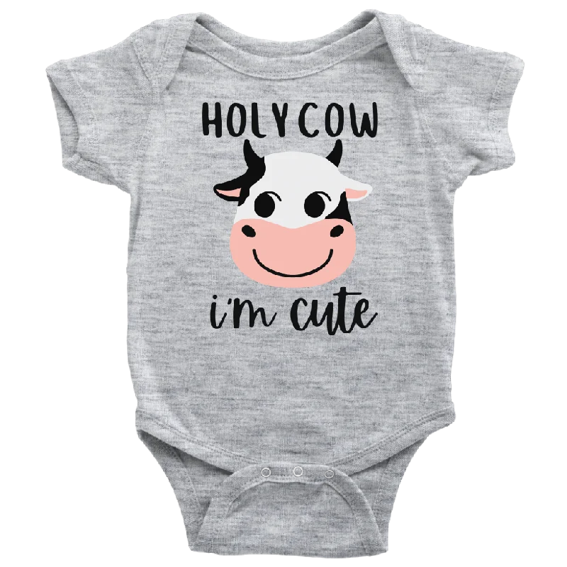 Bulk graphic T-shirts affordable -Holy Cow, I'm Cute Baby Snap Bodysuit Onesie