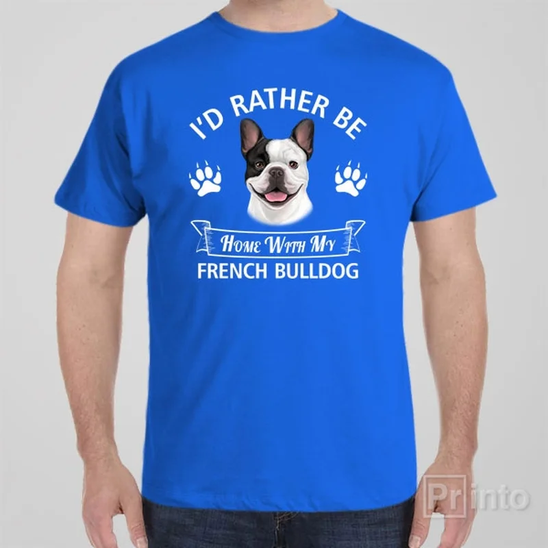 Skier T-shirts glide -I'd rather stay home with my French Bulldog - T-shirt