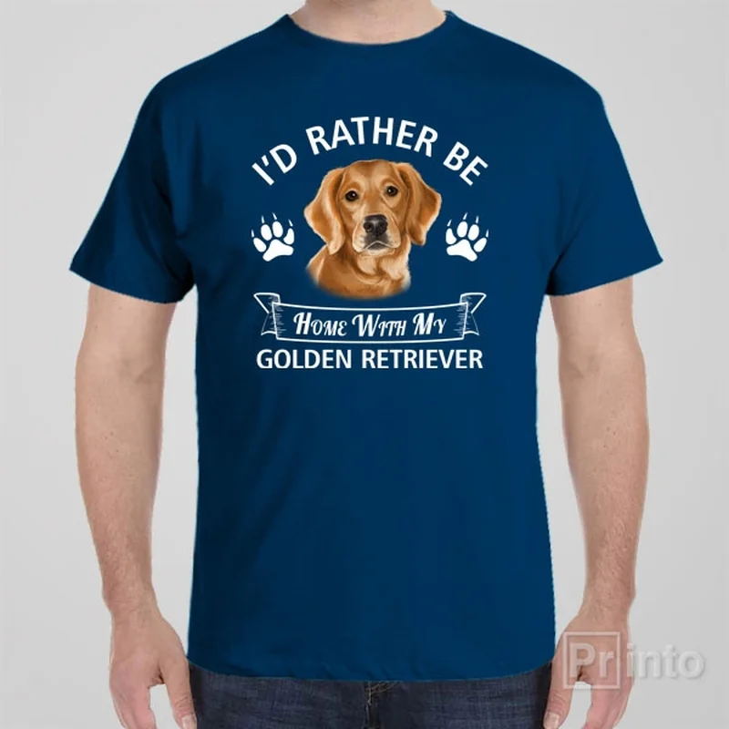 Barista T-shirts brew -I'd rather stay home with my Golden Retriever - T-shirt