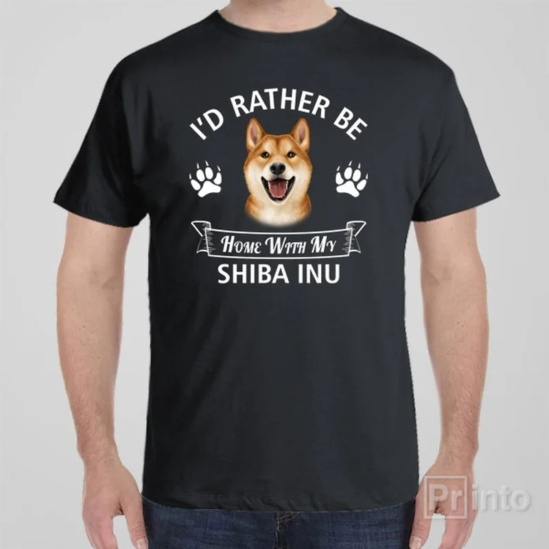 Tie-dye graphic T-shirts colorful -I'd rather stay home with my Shiba Inu - T-shirt