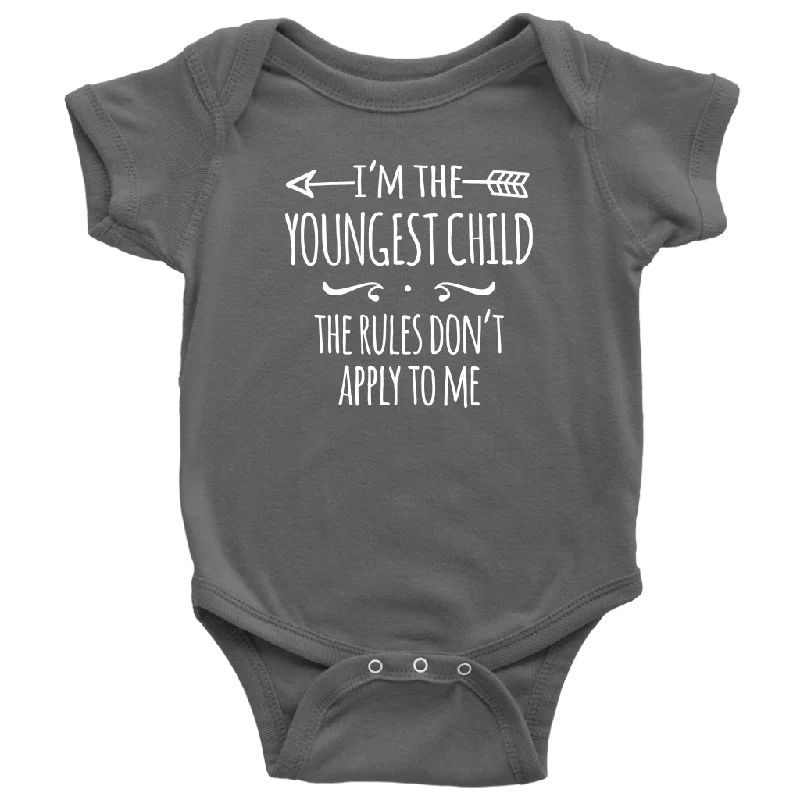 Wolf T-shirts howl -I'm the Youngest Child Baby Bodysuit, The Rules Don't Apply to Me