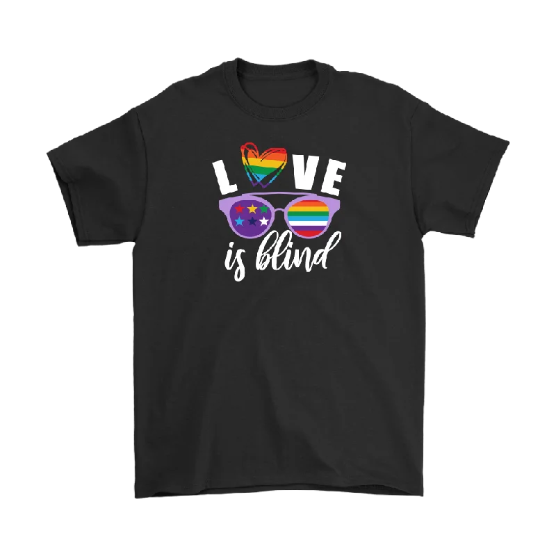 Fishing T-shirts calm -LOVE is BLIND, Rainbow Glasses, Men's and Women's T-Shirts. LGBTQ