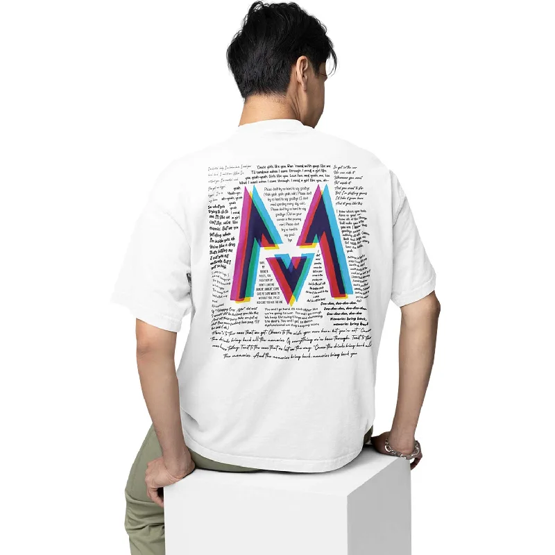 Embroidered T-shirts detailed -Maroon 5 Oversized T shirt - M5